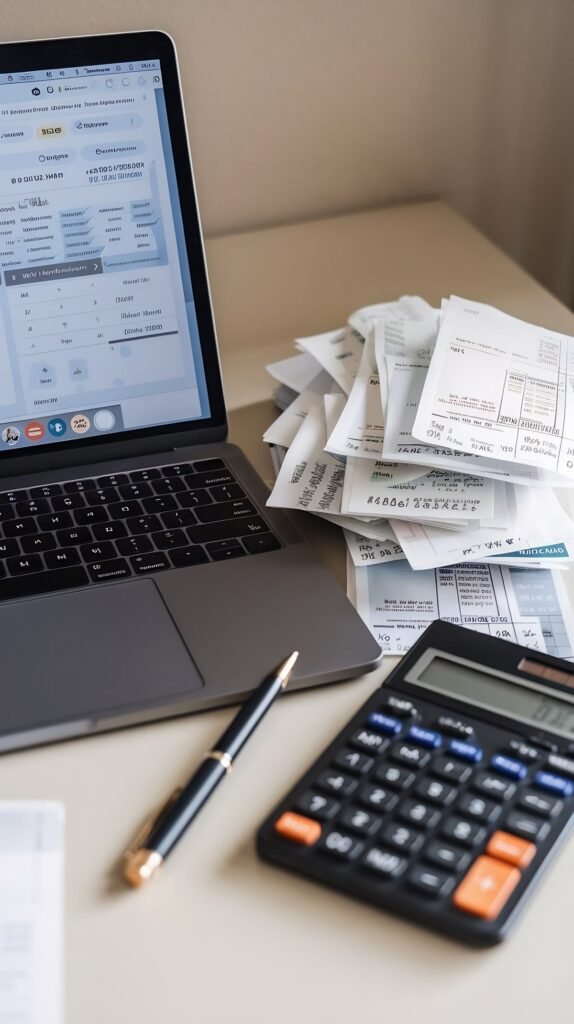 Household bills and energy costs on a table