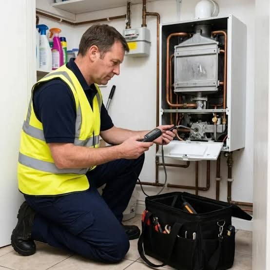 Gas safety inspection as part of landlord property maintenance.